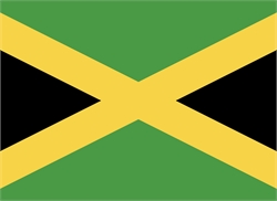 [ai] The flag of Jamaica features a diagonal yellow cross that intersects a black and green field, with black triangles on the left and right sides and green triangles on the top and bottom.
